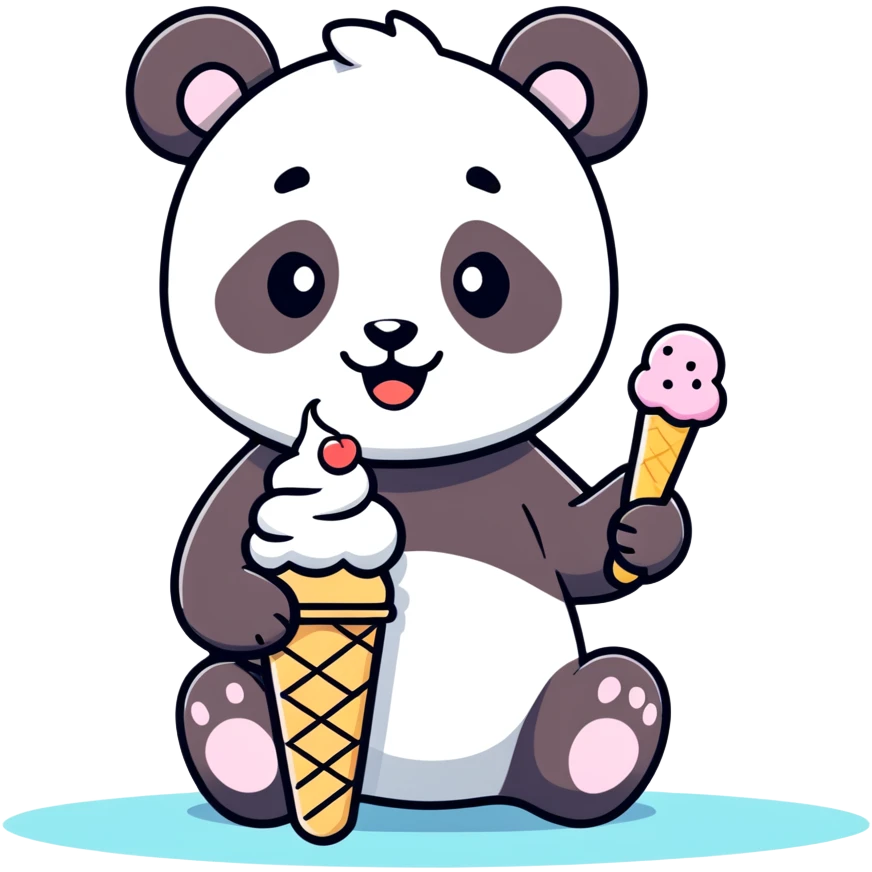 Panda eating ice cream emoji