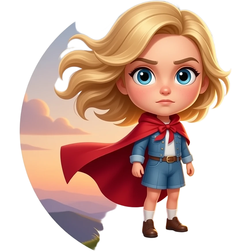 blonde girl red cape emoji