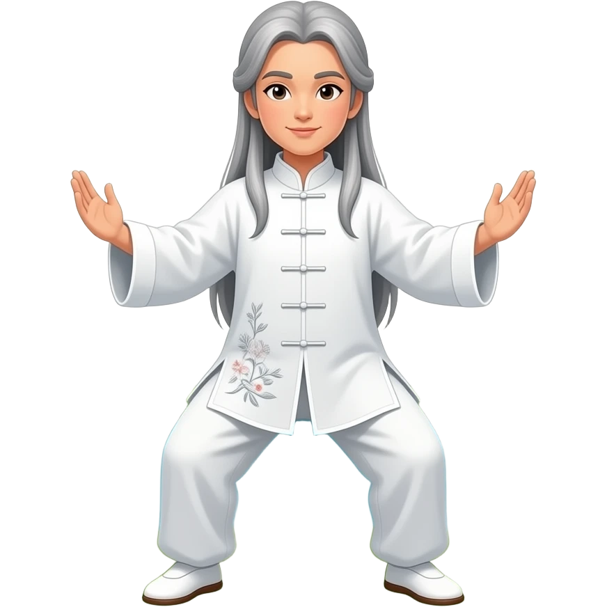 Long Gray light hair taichi lady emoji