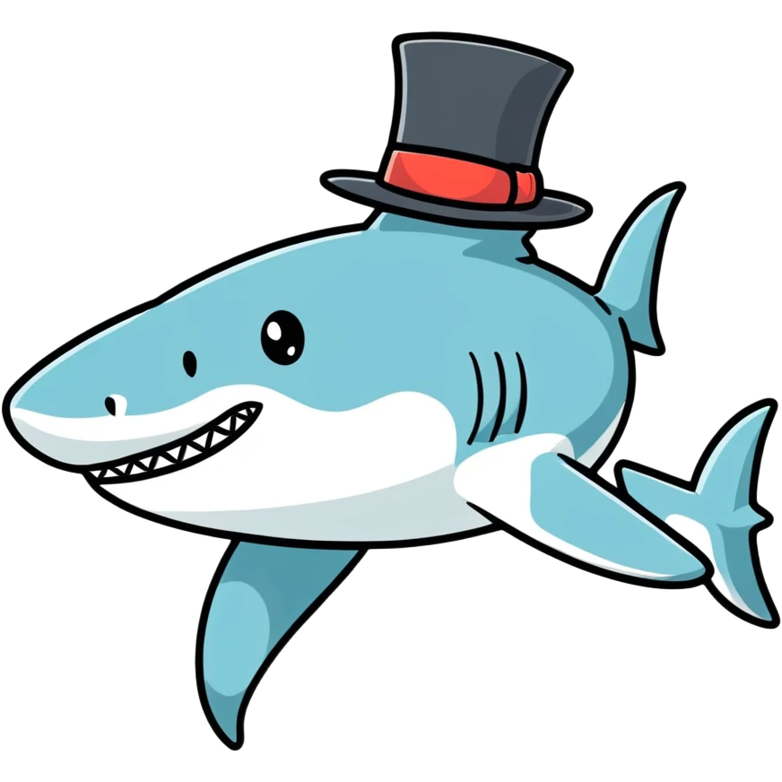 Shark with a top hat emoji