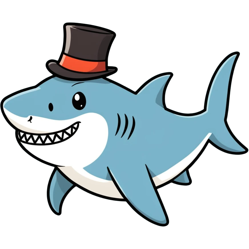 Shark with a top hat emoji
