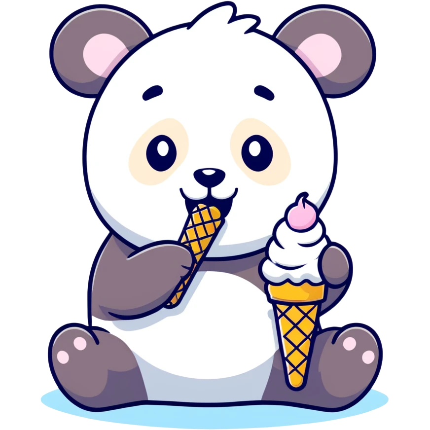 Panda eating ice cream emoji