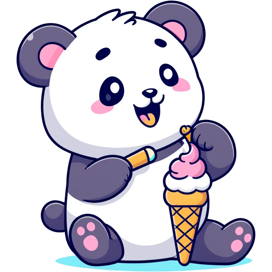 Panda eating ice cream emoji