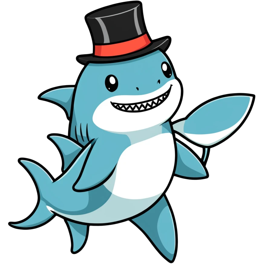 Shark with a top hat emoji