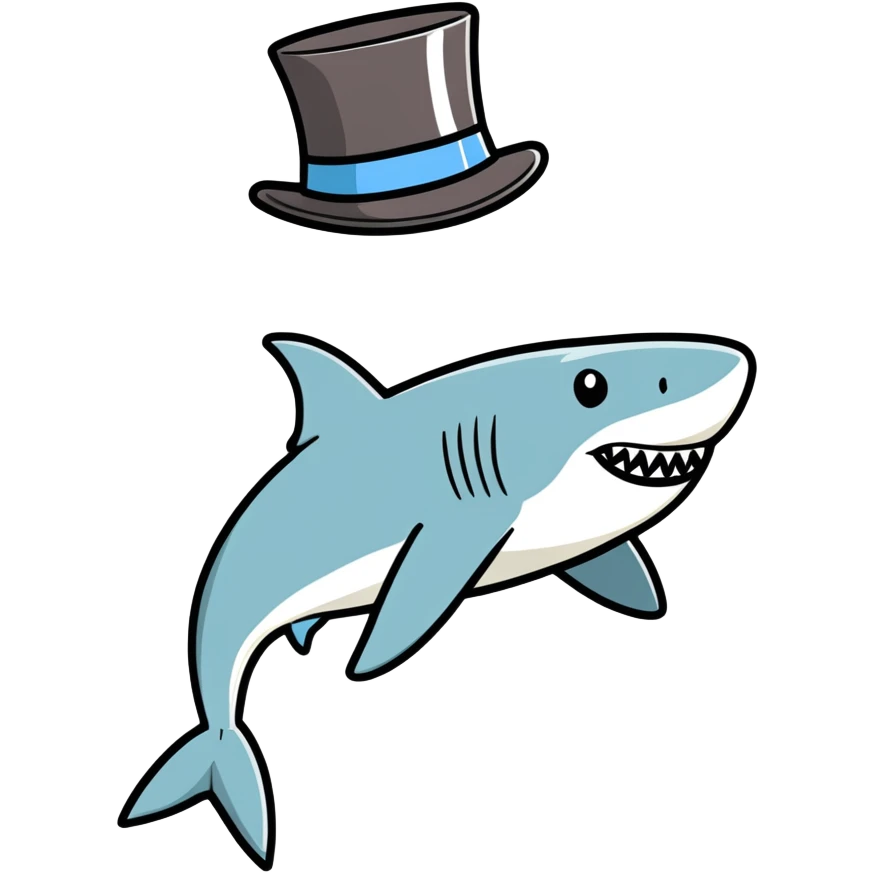 Shark with a top hat emoji