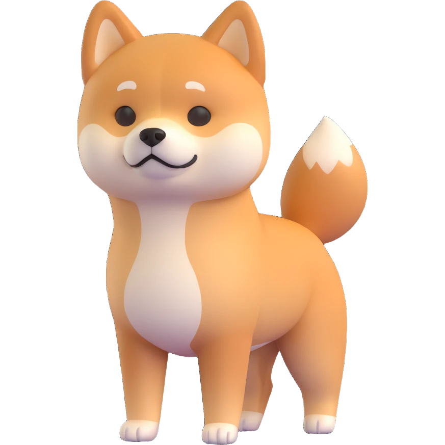 shiba inu standing, sad emoji