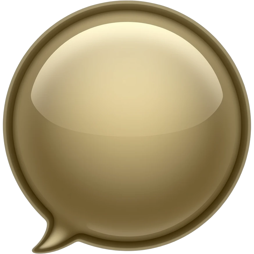 Glossy 3D cartoon speech bubble, empty inside, soft shadow, dark background with gold light, no text. emoji