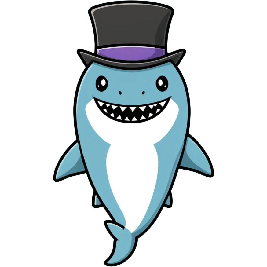 Shark with a top hat emoji