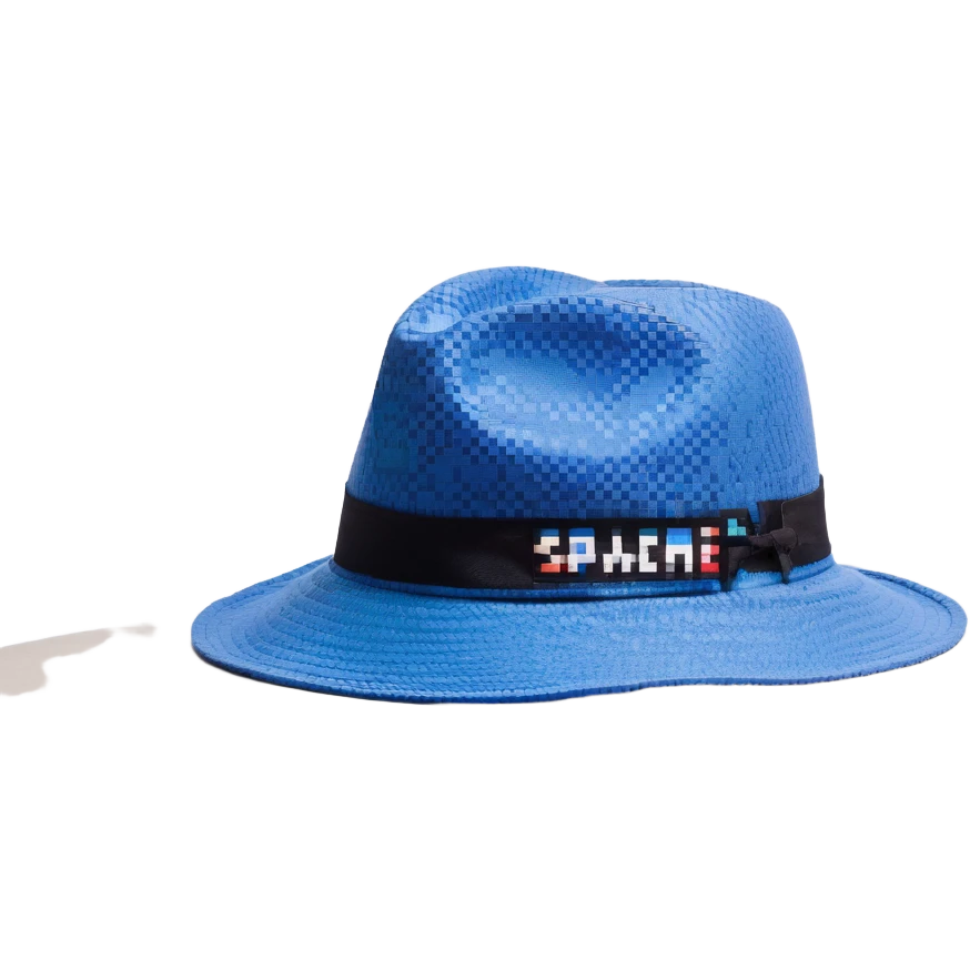 Синяя спортивная панамка со шнурком и надписью SPACEME, no background emoji
