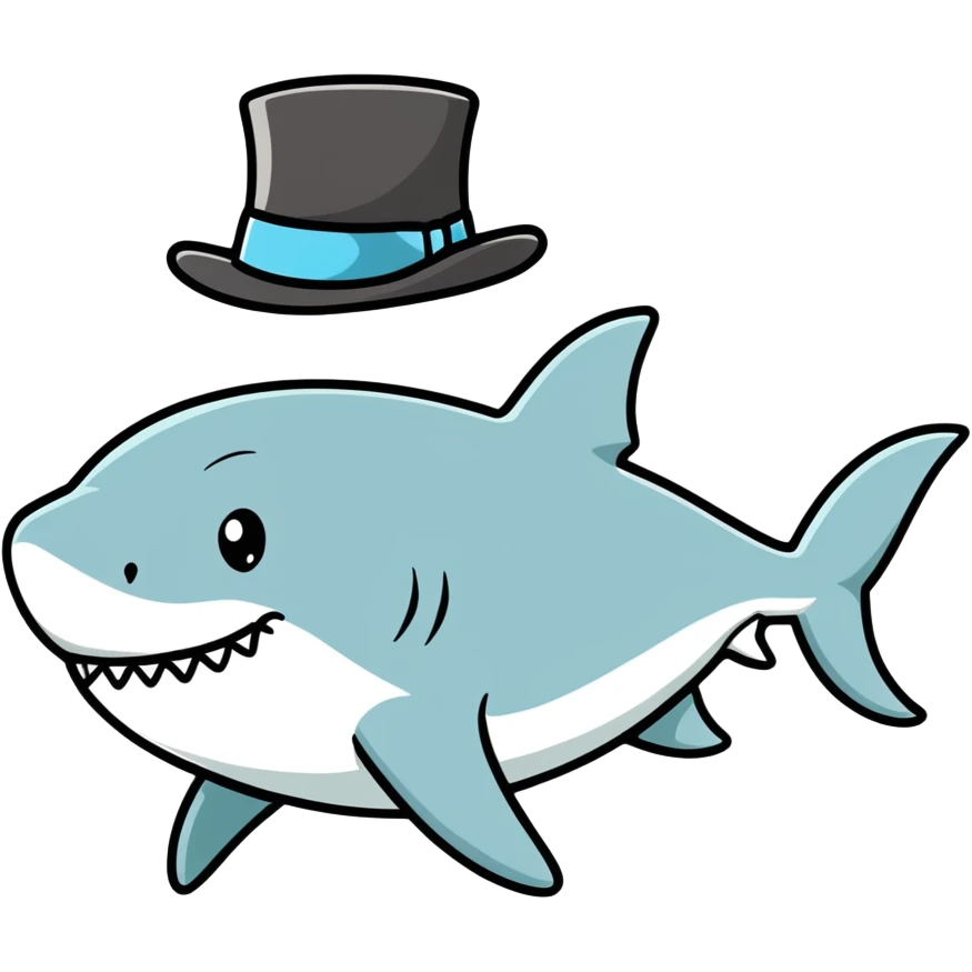 Shark with a top hat emoji