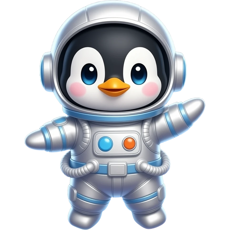 cutest baby penguin in space suit in space emoji