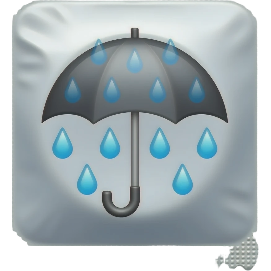 Rain drops over an umbrella emoji but on a small condom wrapper emoji