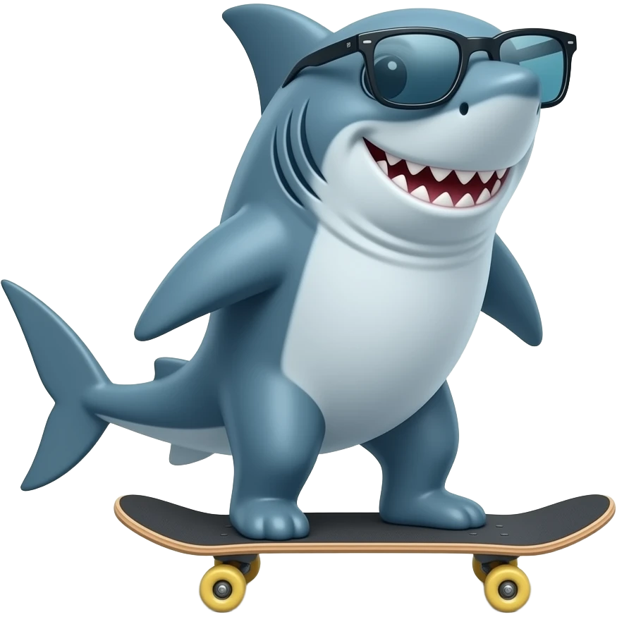 Shark with a skateboard with sunglasses emoji