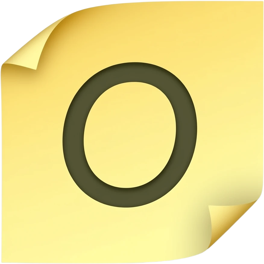 ooo sticky note, 3 O emoji