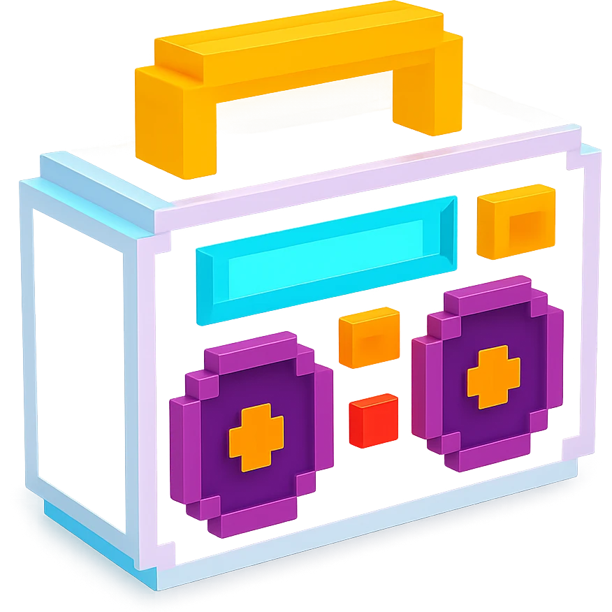 сделай белый святящейся бумбокс, no background emoji