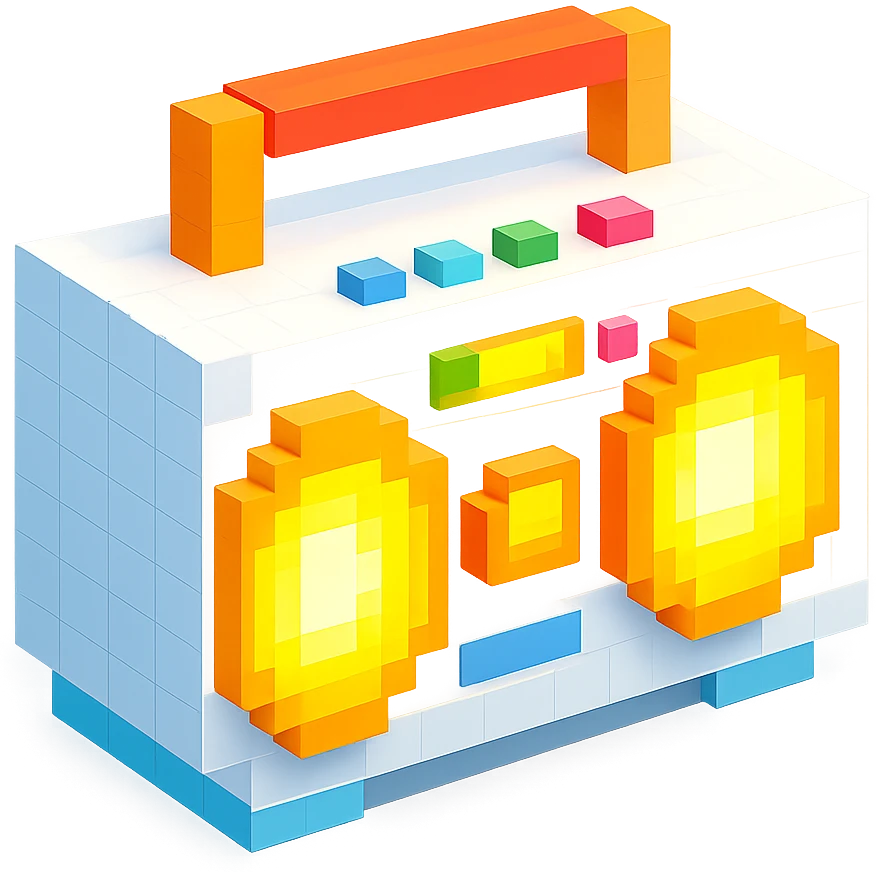 сделай белый святящейся бумбокс, no background emoji
