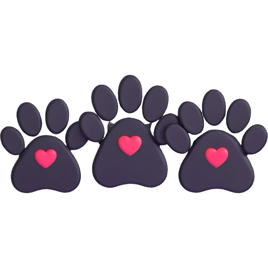 two black puppy paws with a black heart around them emoji