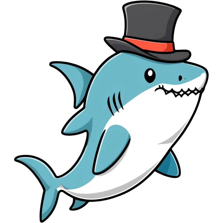 Shark with a top hat emoji