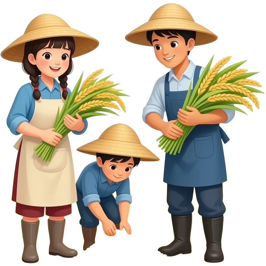 asian people picking rice emoji