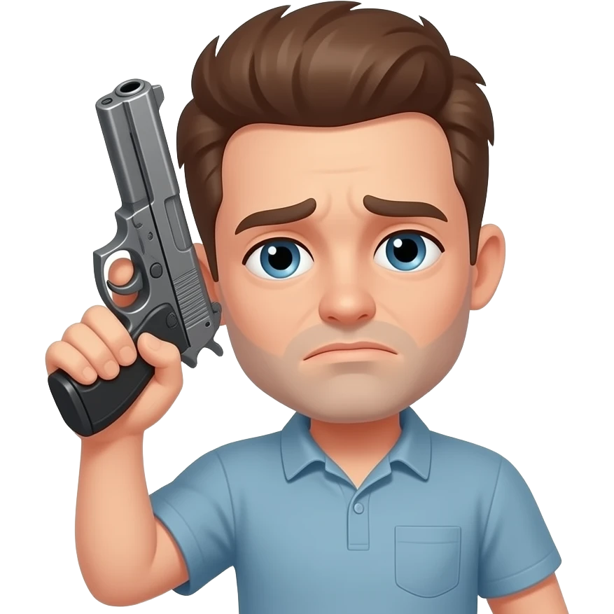 A depresd guy with pistol in his head emoji