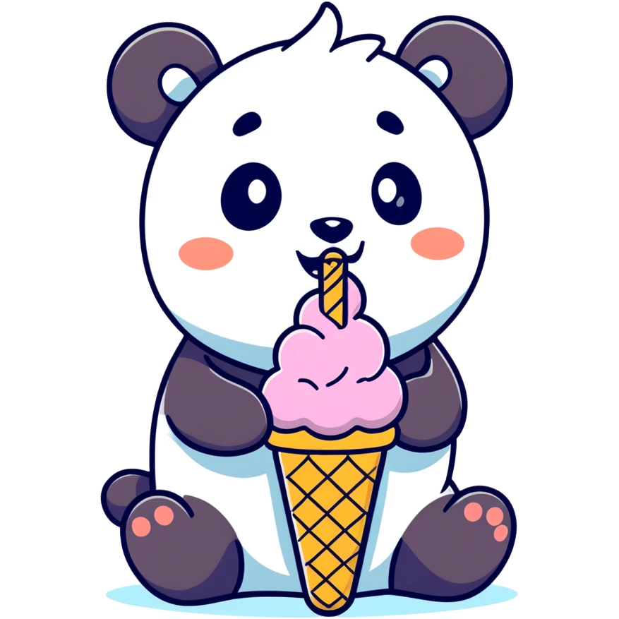 Panda eating ice cream emoji