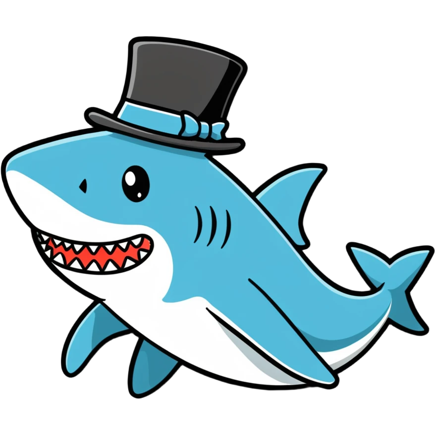 Shark with a top hat emoji