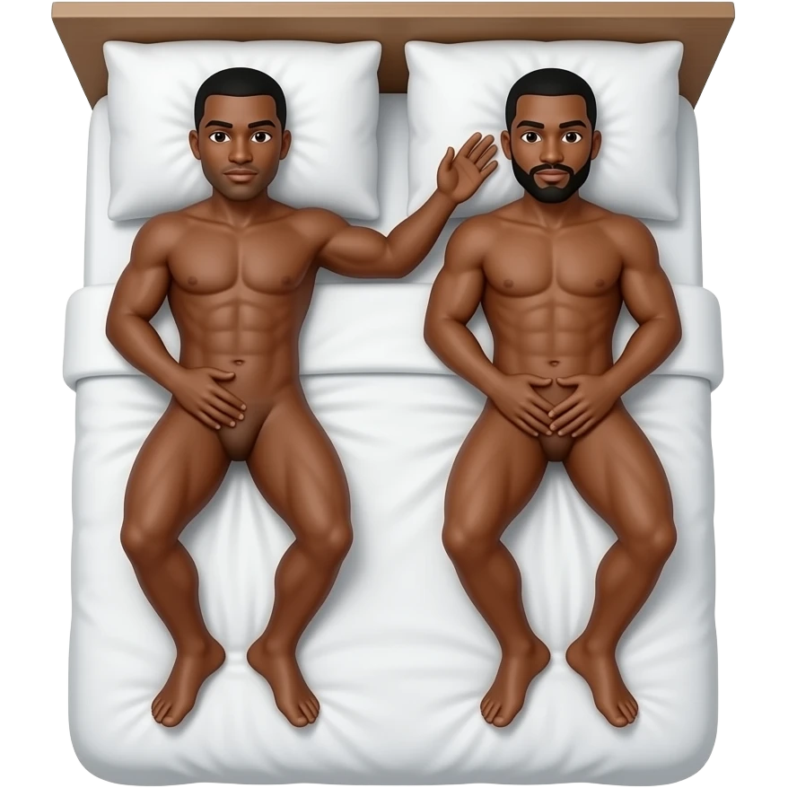 2  Black mans naked making sex into the bed full body emoji