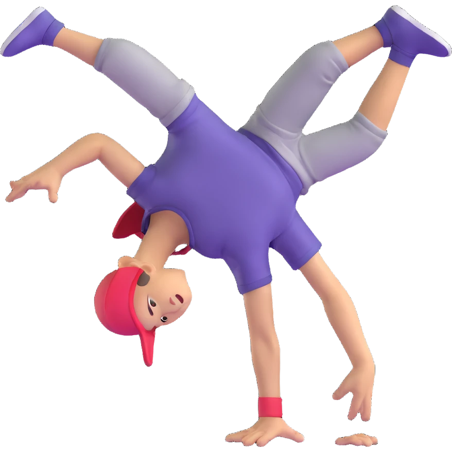 breakdancer doing a freeze emoji