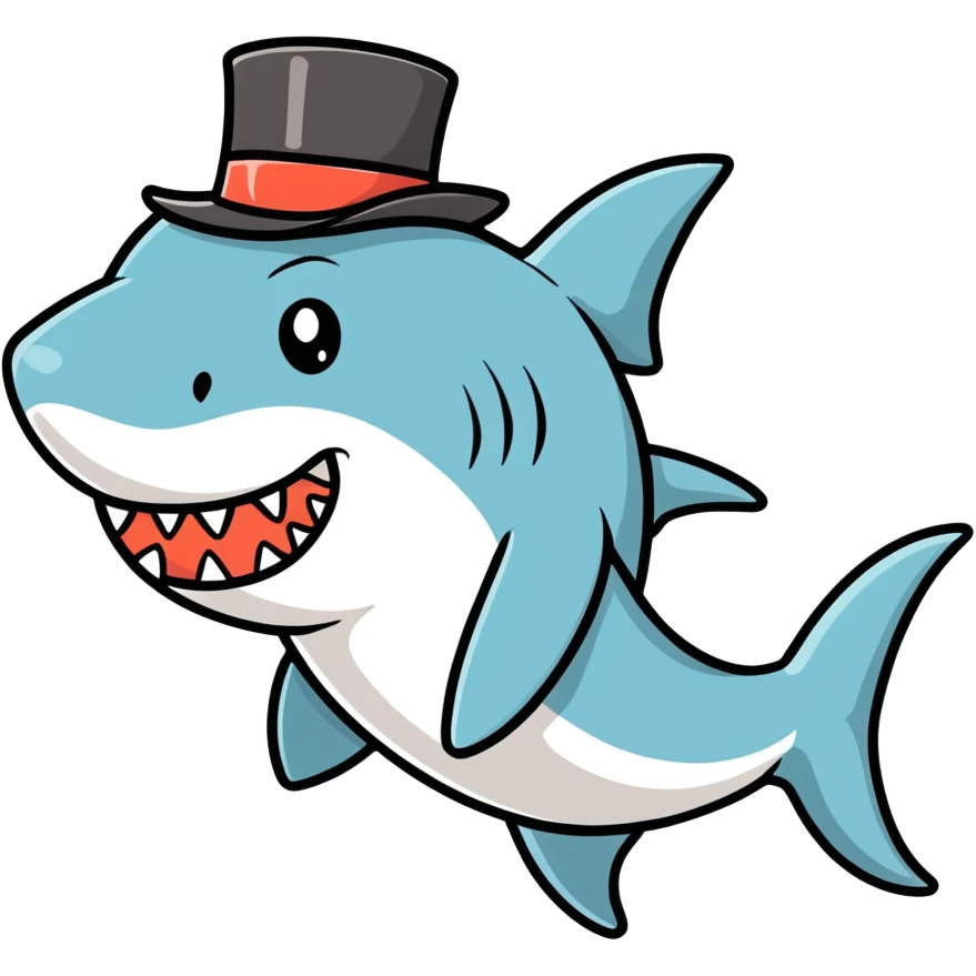 Shark with a top hat emoji