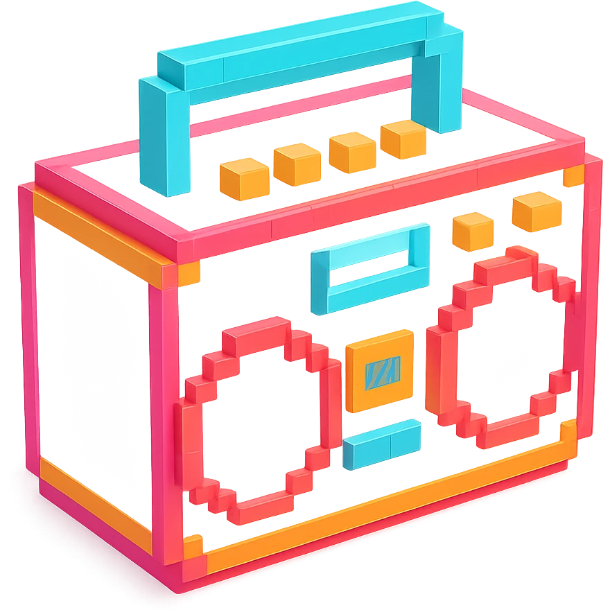 сделай белый святящейся бумбокс, no background emoji