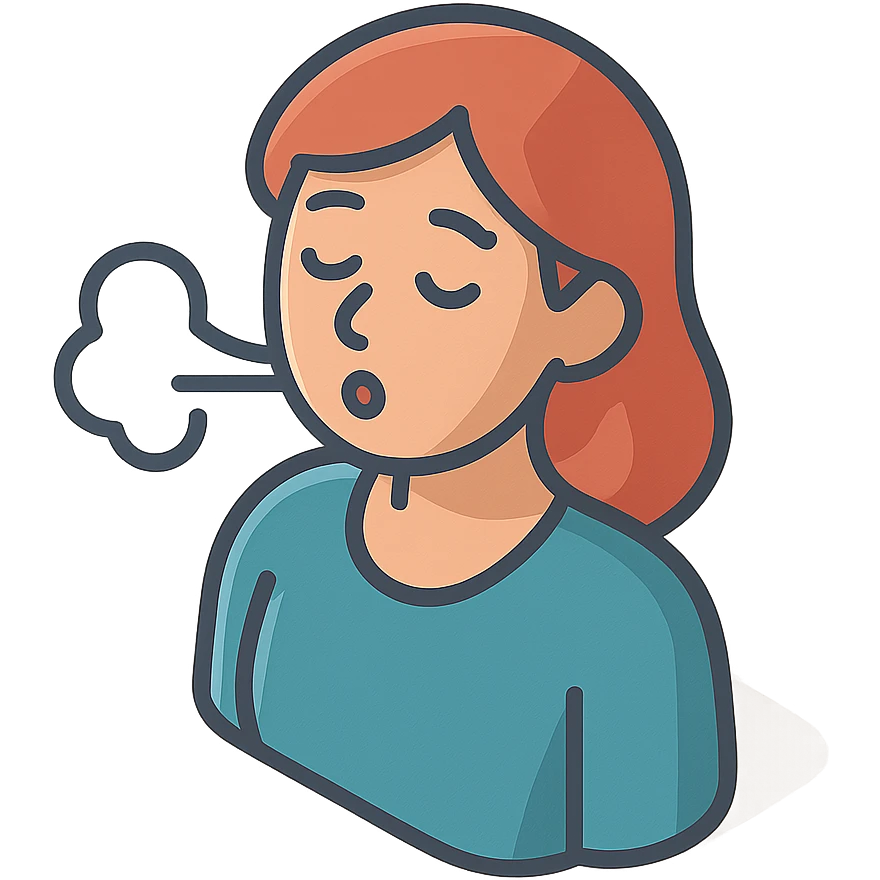 женщина выдыхает с облегчением emoji