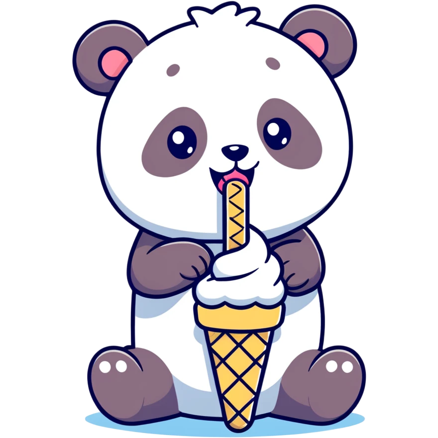 Panda eating ice cream emoji