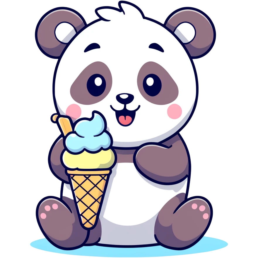 Panda eating ice cream emoji