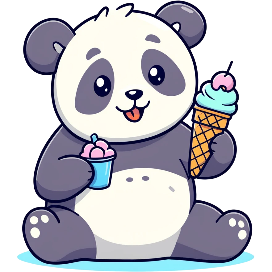 Panda eating ice cream emoji