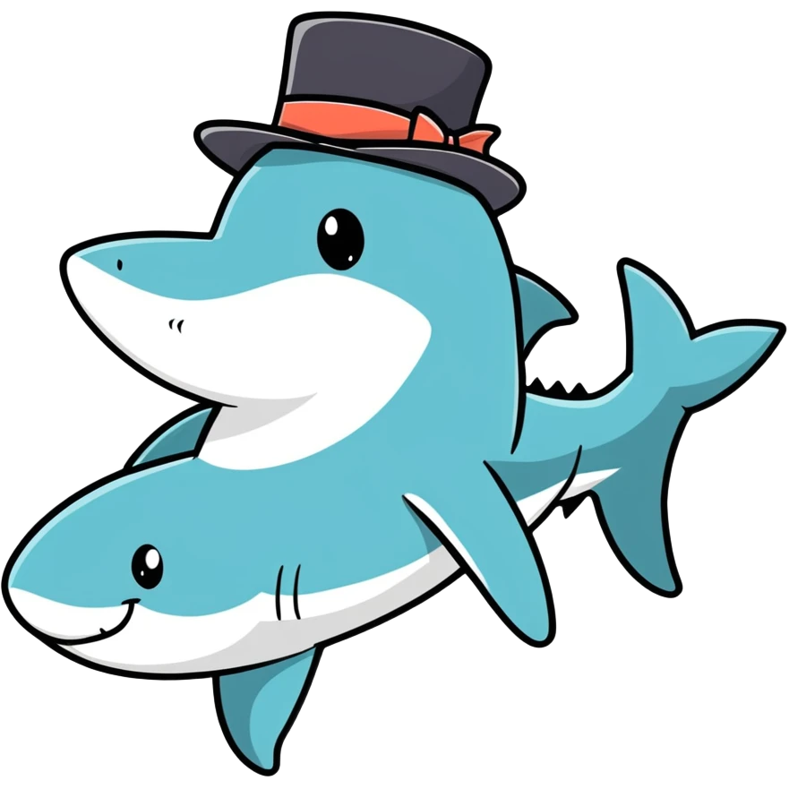Shark with a top hat emoji