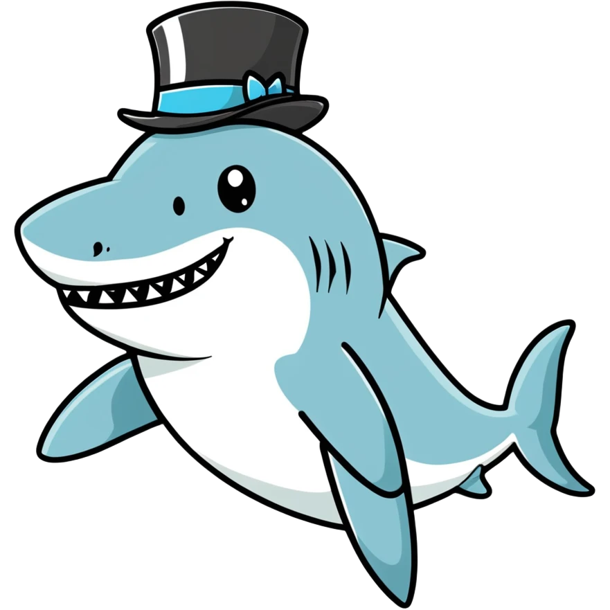 Shark with a top hat emoji