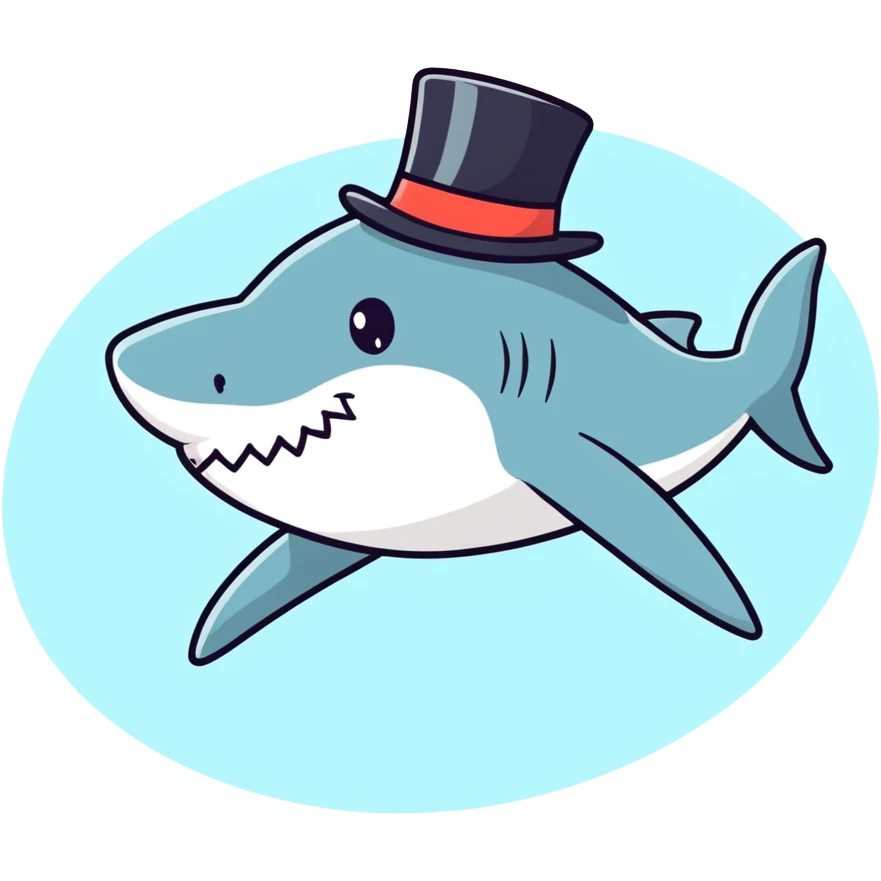 Shark with a top hat emoji
