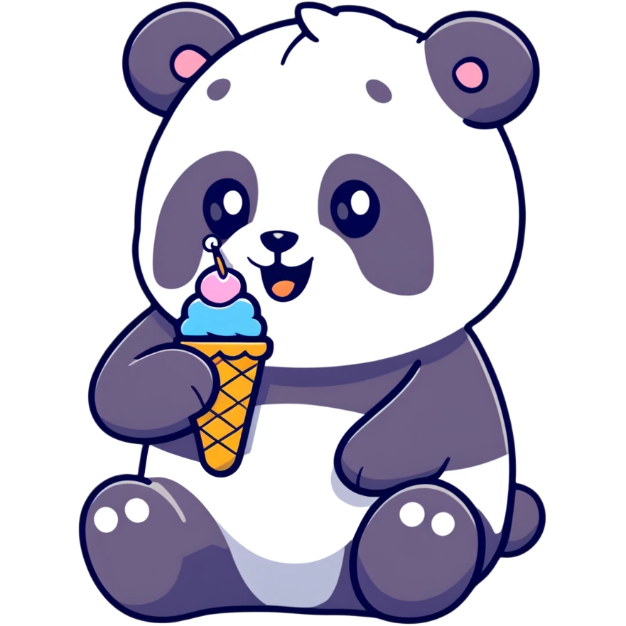 Panda eating ice cream emoji