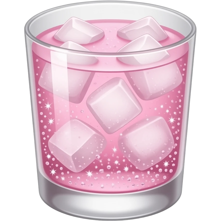 pastel pink drink with lots of ice and frosted glass emoji