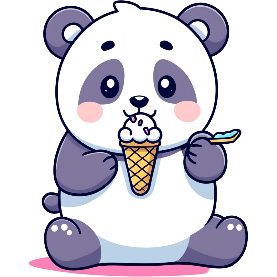 Panda eating ice cream emoji