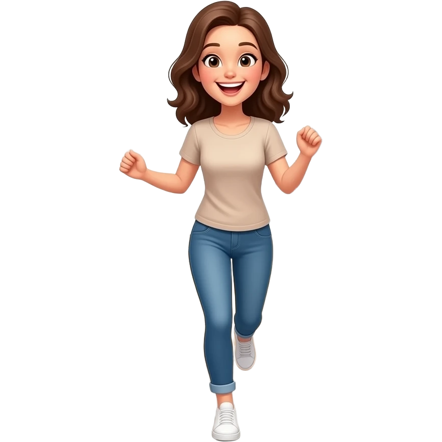 Laughing Brunette woman leaves kitchen with boxes out and messy emoji