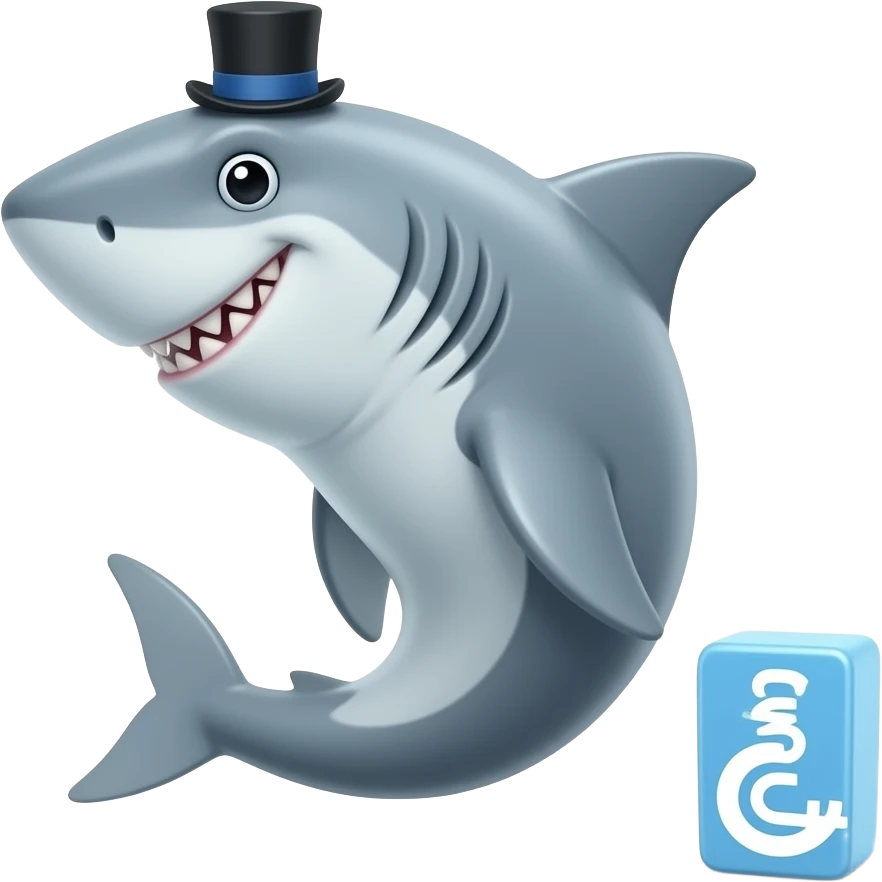 Shark with a top hat emoji