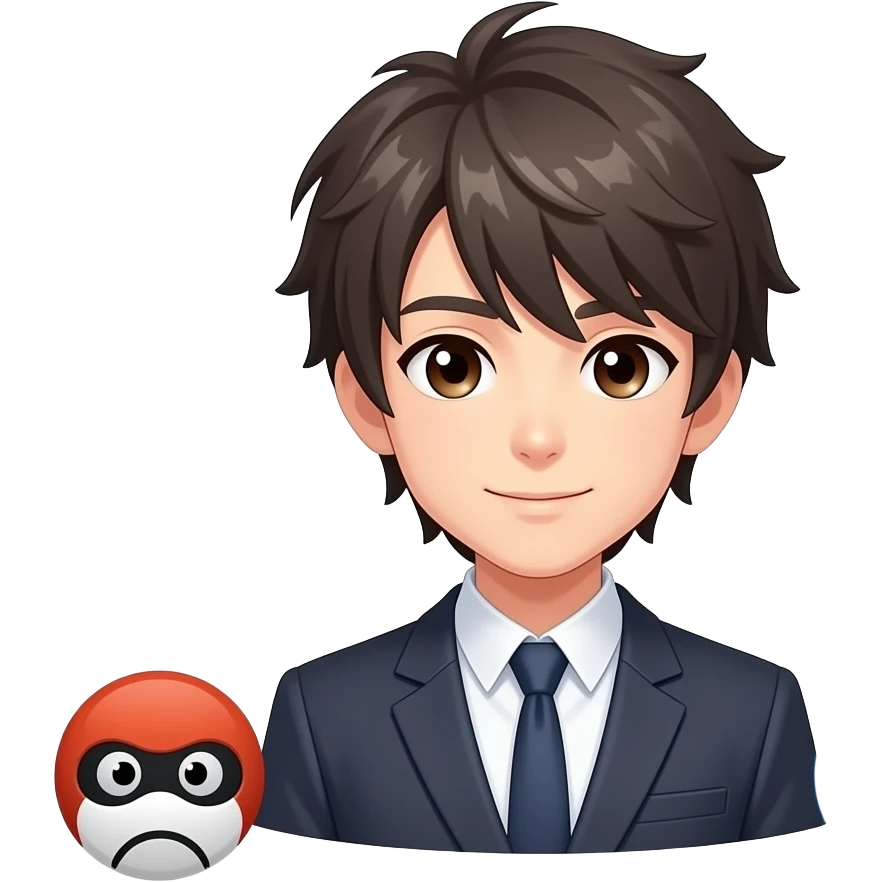 Anime character surrounded by programming languages. emoji