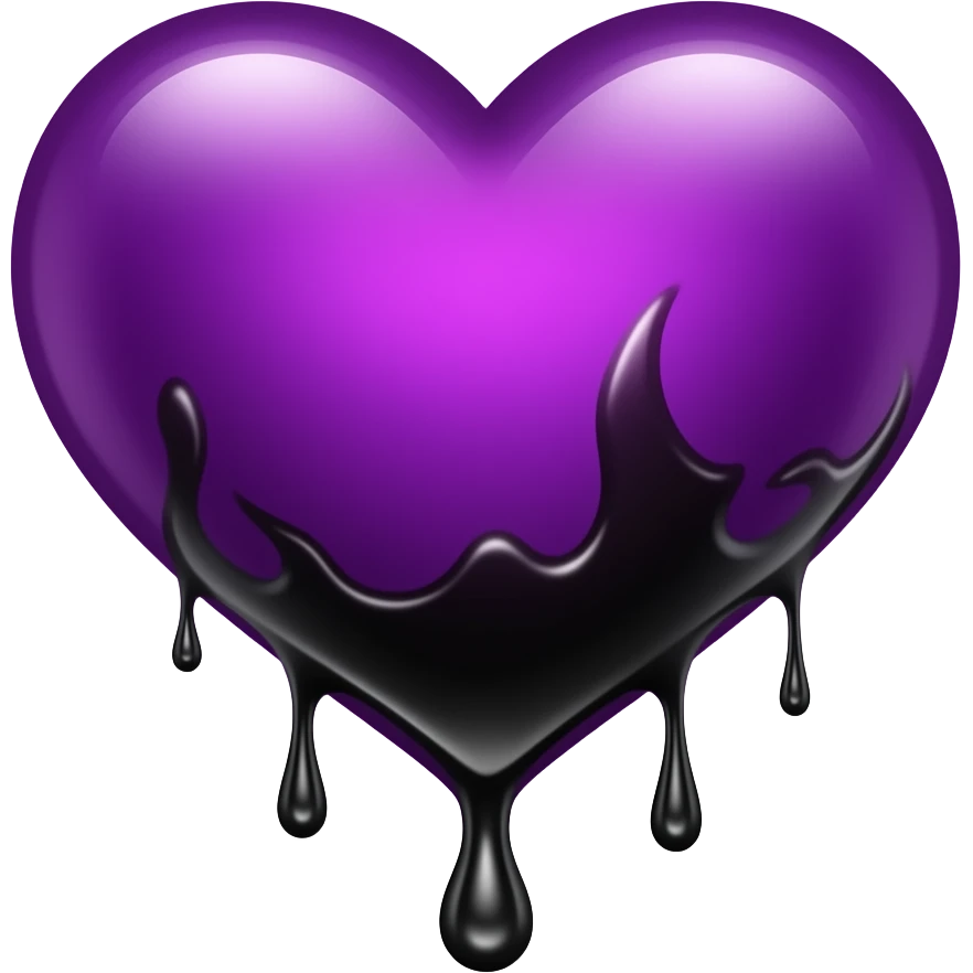 dripping bleeding purple heart glowing purple black warmth emoji