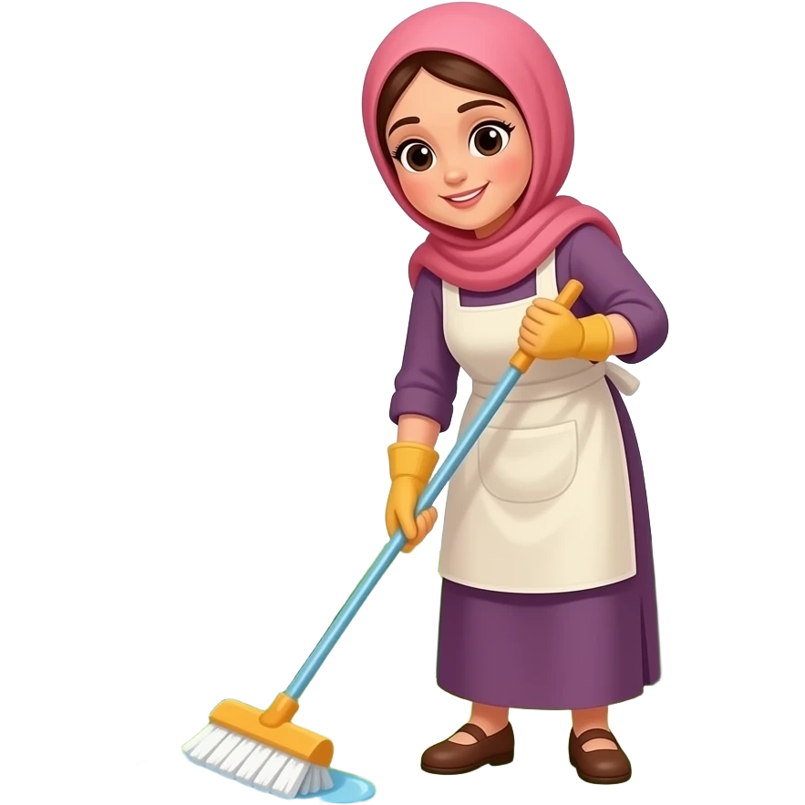 Single Moroccan women doing Housekeeping in garden emoji