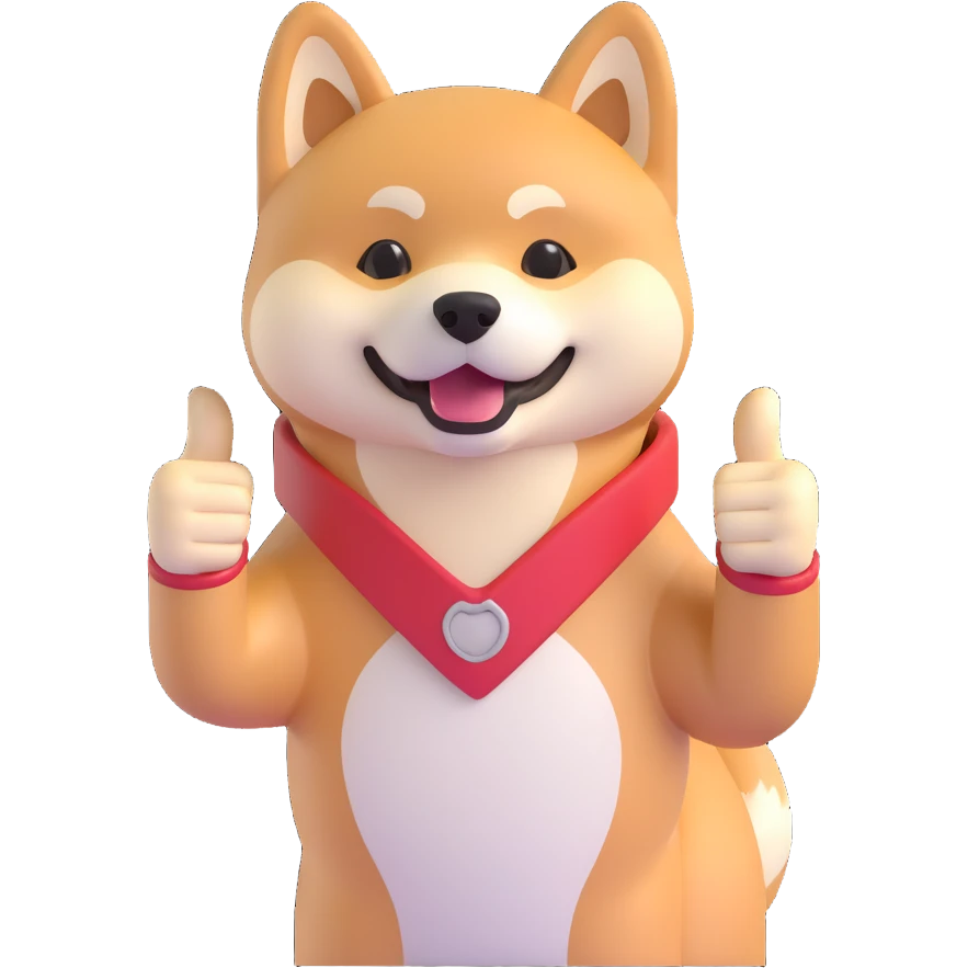 shiba inu showing thumbs up emoji