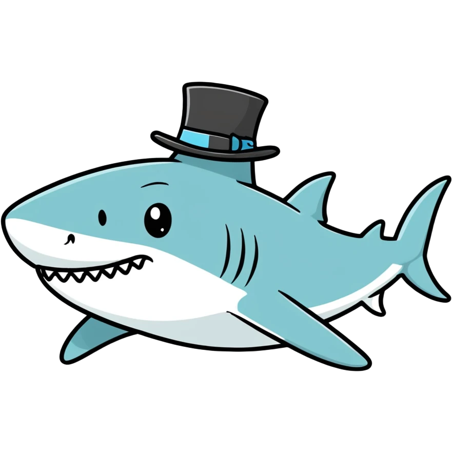 Shark with a top hat emoji