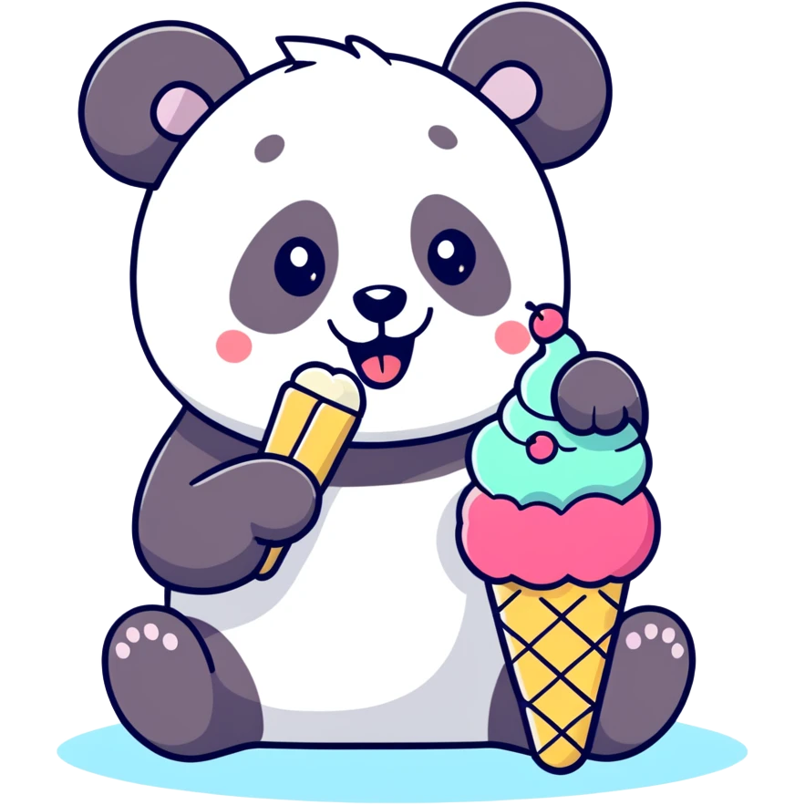 Panda eating ice cream emoji