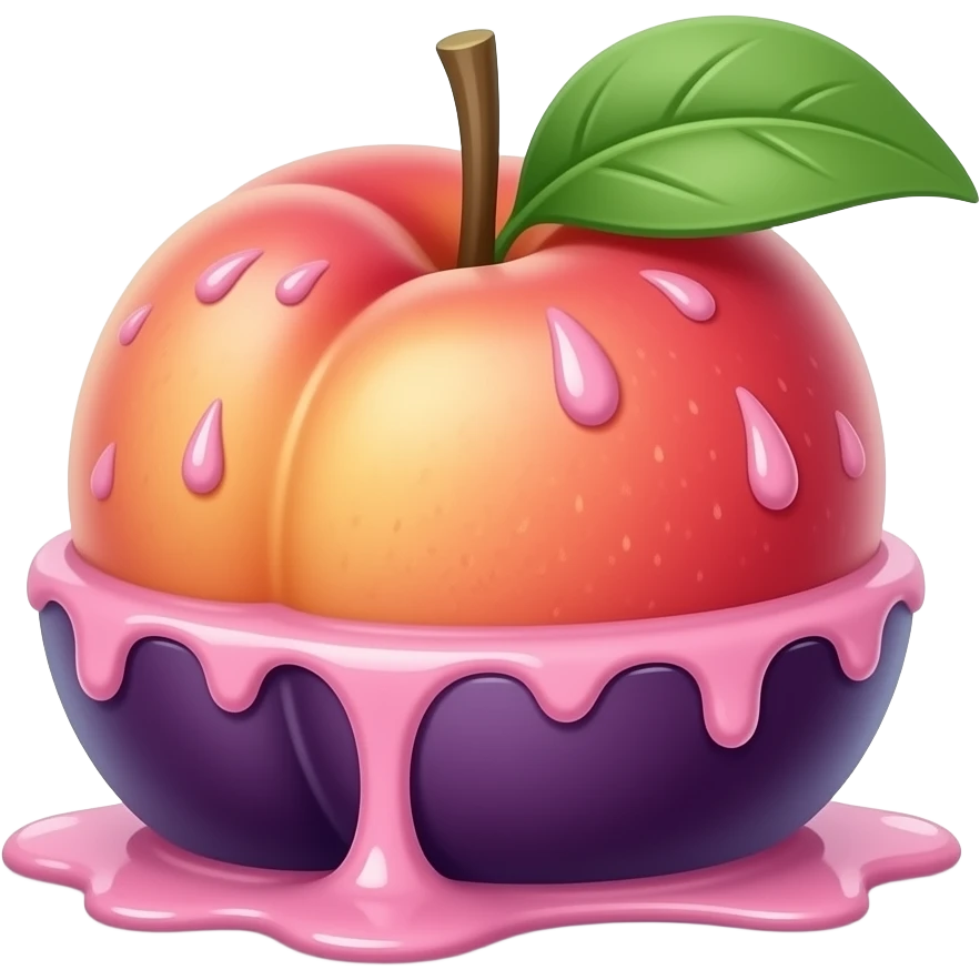 Suggestive dripping peach with eggplant emoji