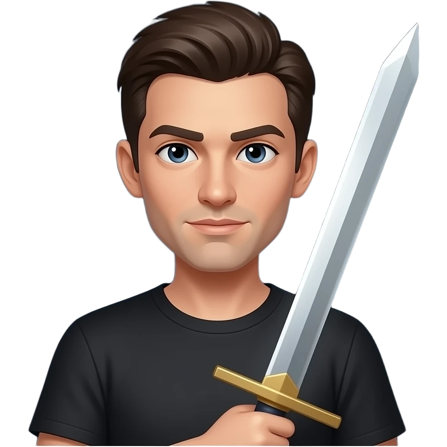 «Фигура с мечом, тёмная, светлая полоса на клинке, эмодзи» emoji